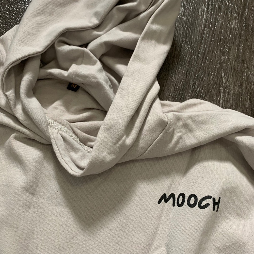 MOOCH Hoodie Graphic Print Sweatshirt Unisex Beige Casual Size M
